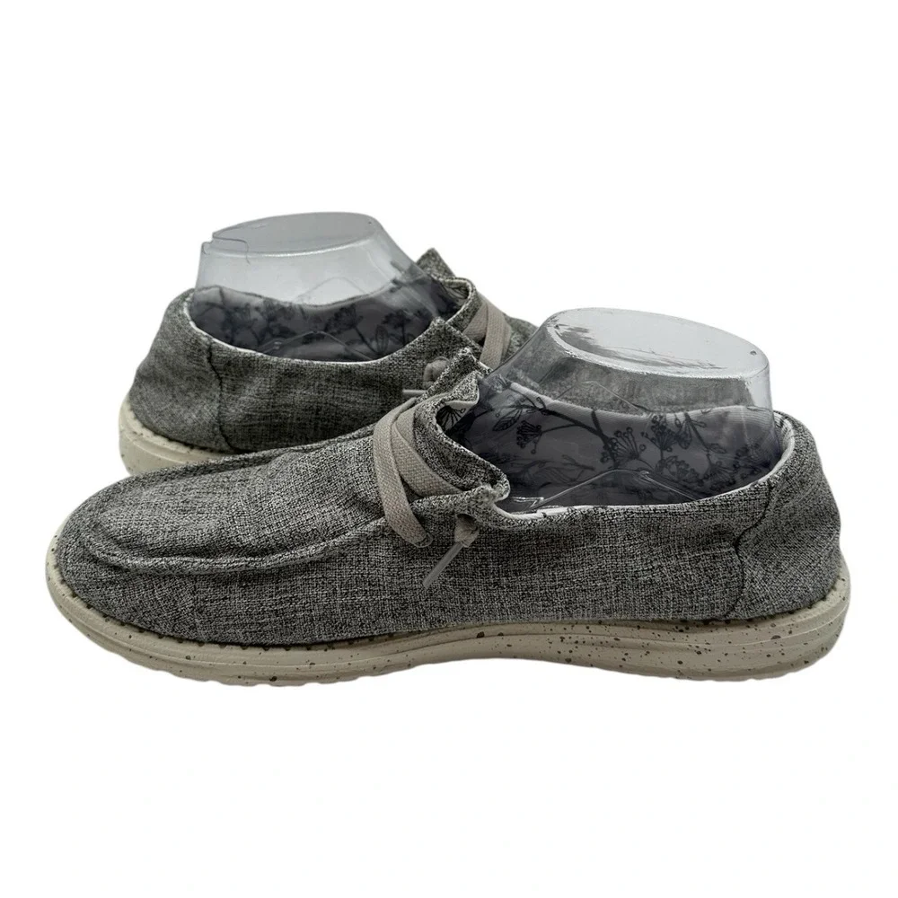 Hey Dude Wendy Linen Shoes Womens 10 Iron Grey Slip On Lightweight Loafer Casual